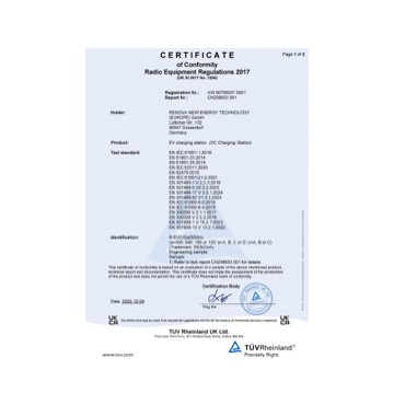 360_380-DC EV Charging Station UKCA Certificate