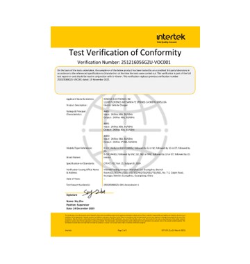 360_380-AC EV Charger FCC Conformity Verification